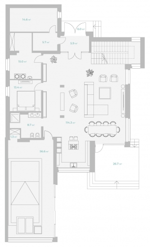 План первого этажа проекта «Строительство дома. Проект «Loft Ривьера»»