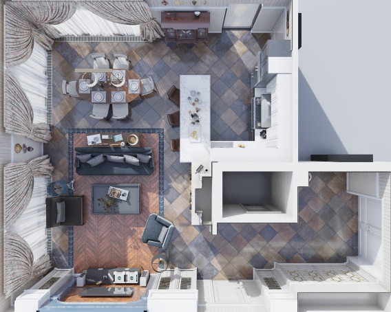 План первого этажа проекта «Дизайн гостиной «Американская классика»»